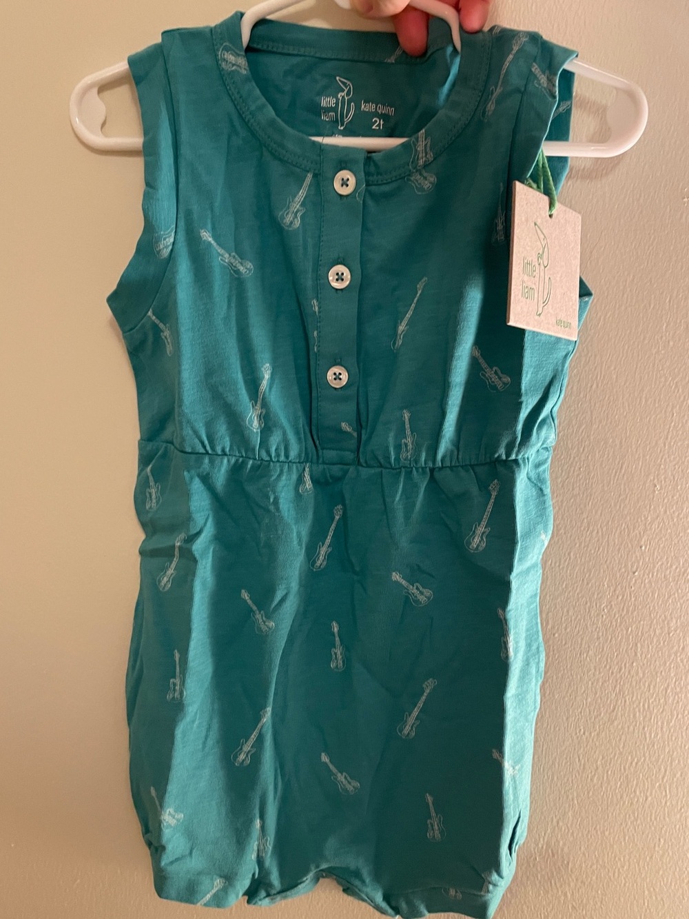 NWT Kate Quinn Little Liam guitar shortie romper, 2T